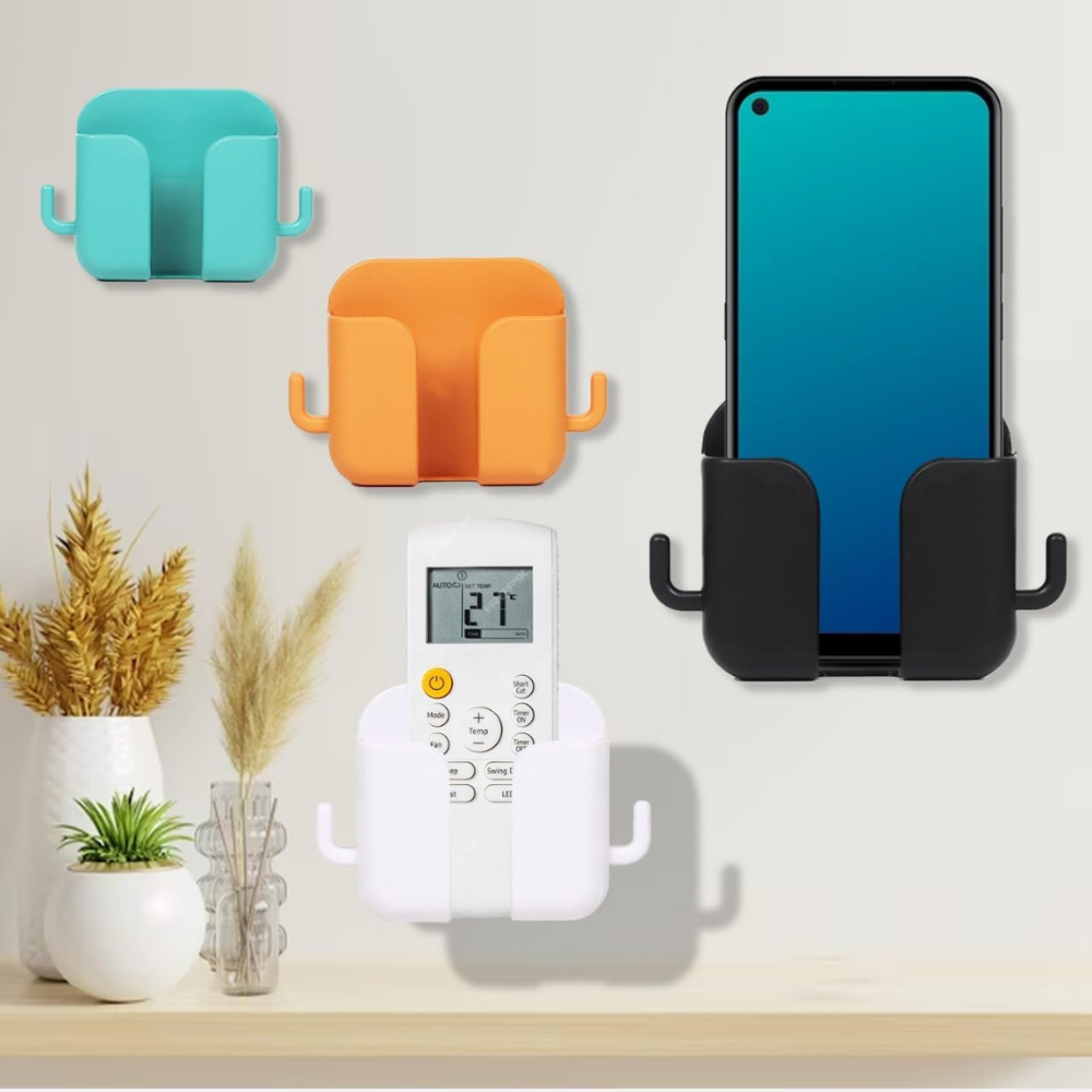 RAXZO Wall Mount Phone Holder with Dual Hooks – Mobile Charging Stand